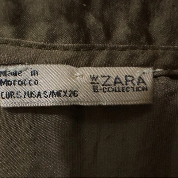 Zara | NWOT Morocco Olive Drawstring Hem Long Sleeve Top (size S) - Picture 7 of 10
